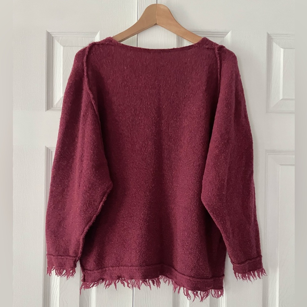 Free People V-Neck Frayed Hem Sweater - Picture 7 of 8